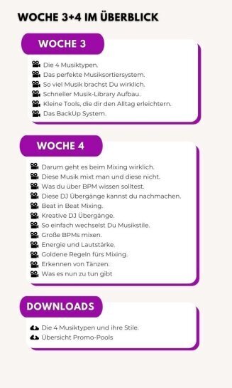 Hochzeits DJ Schule Inhalte Woche 3+4